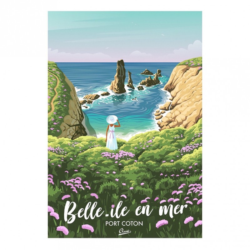Poster Belle-Ile en Mer - Port Coton - Blanche Duault Décoration Vannes
