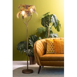 Photo ambiance du lampadaire couleur bronze en forme de palmier.