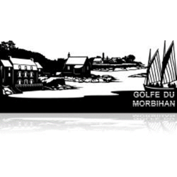 Photo produit d'un skyline murale en métal noir représentant le golfe du Morbihan