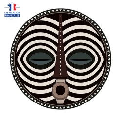 Photo produit du set de table, il représentant un masque africain avec des motifs zébrés
