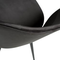 Photo produit zoom de la chaise nuage en velours noir et piètement noir