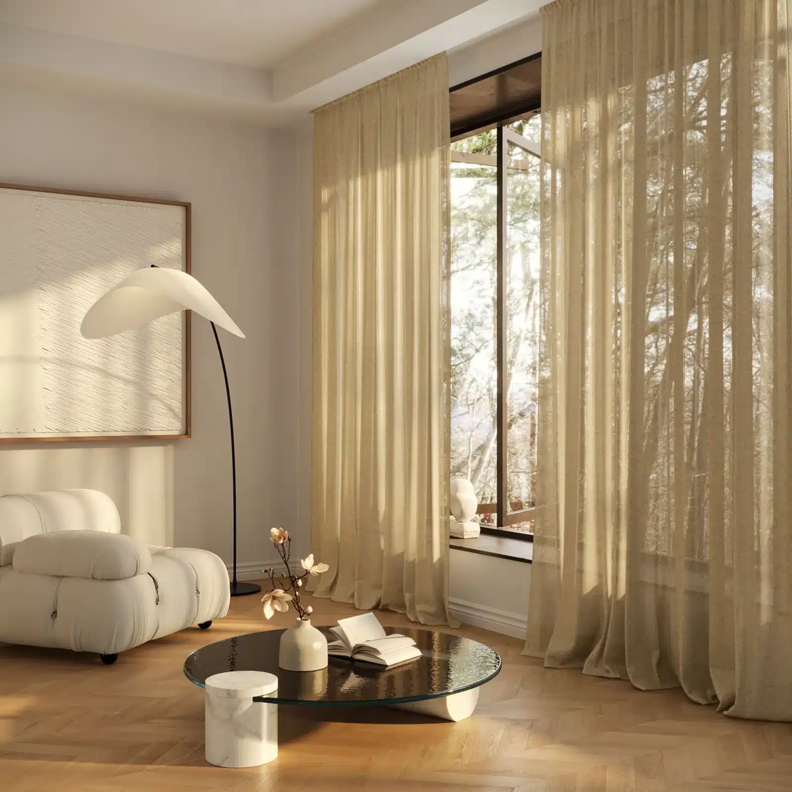 Tissu Hanna de Zimmer + Rohde, mélange de laine recyclée et d’acrylique recyclé, au design puriste et naturel, aux teintes discrètes et qualité intemporelle.