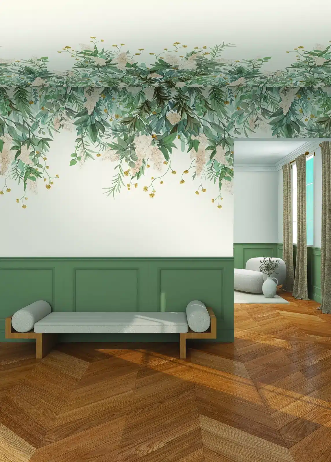 Panoramique Wisteria de Casamance, décor mural représentant des glycines en cascade
